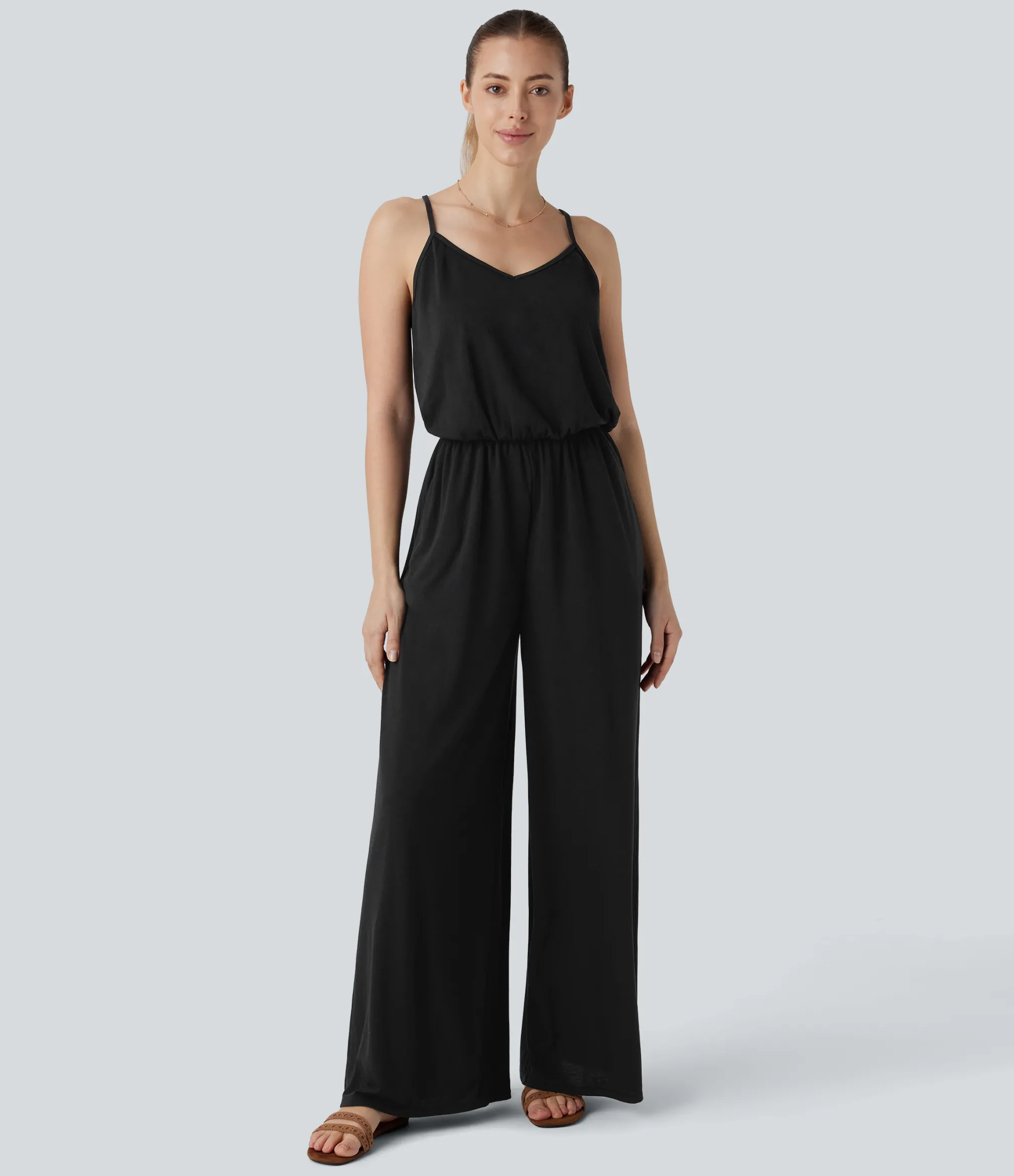 Jumpsuits<HALARA Adjustable & Removable Strap Pocket Wide Leg Jumpsuit