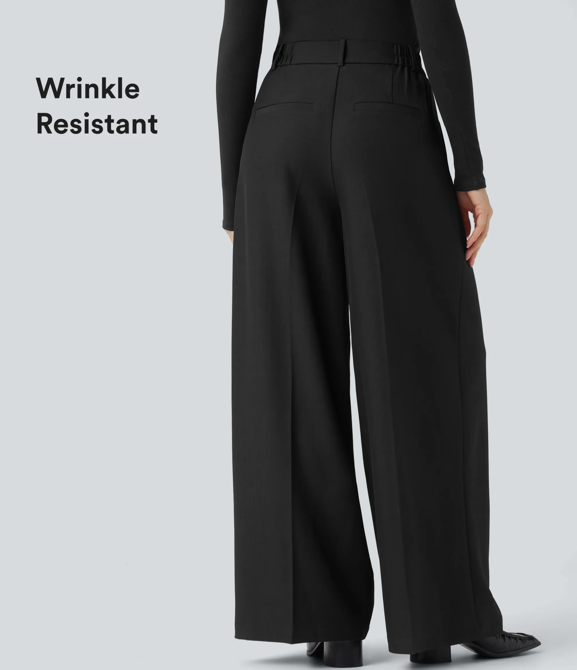 High-Waisted Pants|Wide-Leg Pants<HALARA Anti-Wrinkle High Waisted Wide Leg Work Linen-Feel Pants with Pockets