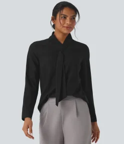 Shirts Blouses|Shirts & Blouses<HALARA Anti-wrinkle Scarf Neck Long Sleeve Work Shirt