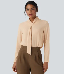 Shirts Blouses|Shirts & Blouses<HALARA Anti-wrinkle Scarf Neck Long Sleeve Work Shirt