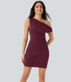 Bodycon Dresses|Mini Dresses<HALARA Asymmetric Neck Sleeveless Bodycon Mini Casual Dress