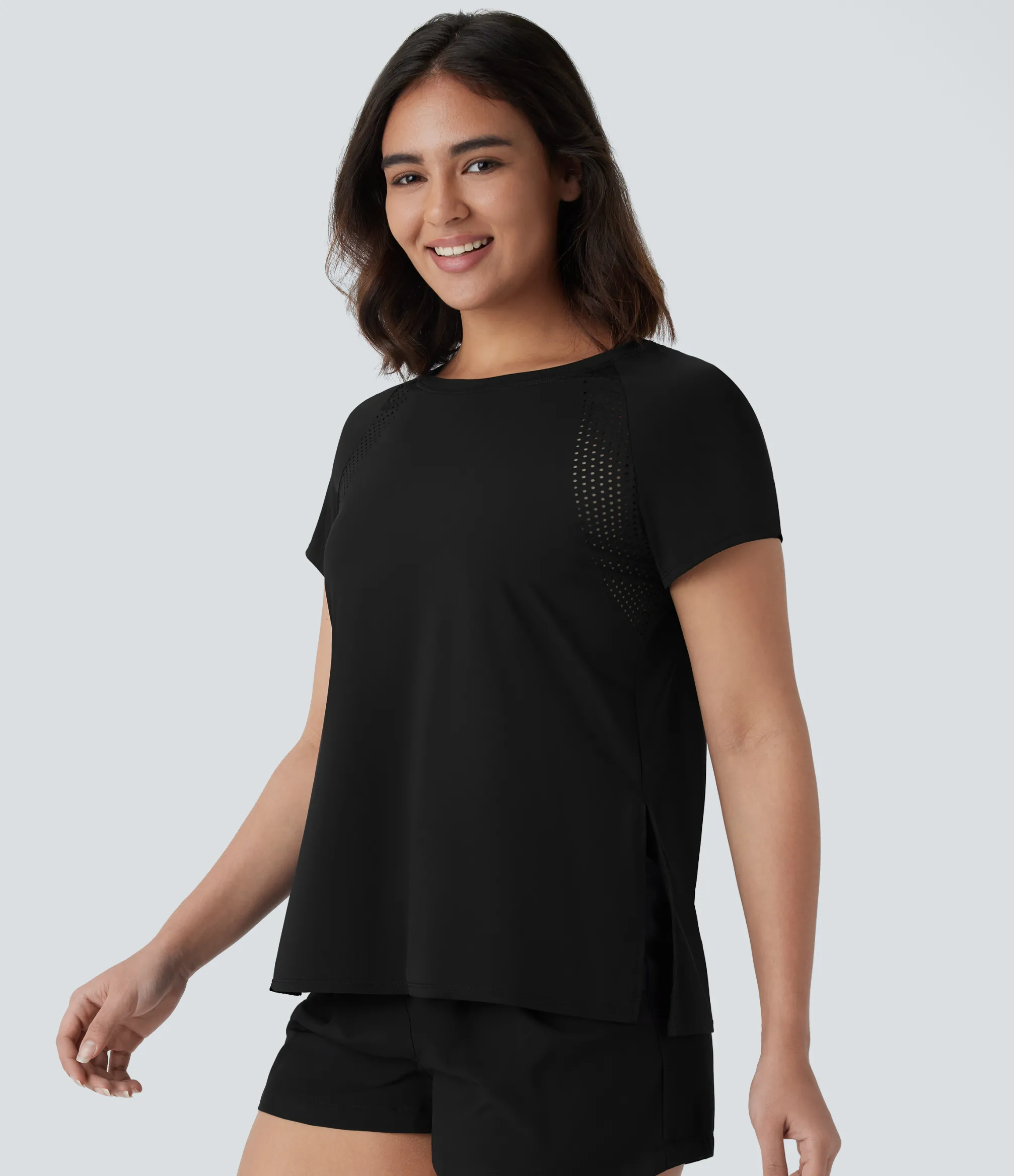 Sports Tops|Sports Tops<HALARA Boat Neck Short Sleeve Cut Out Cool Touch Workout Sports Top-UPF50+