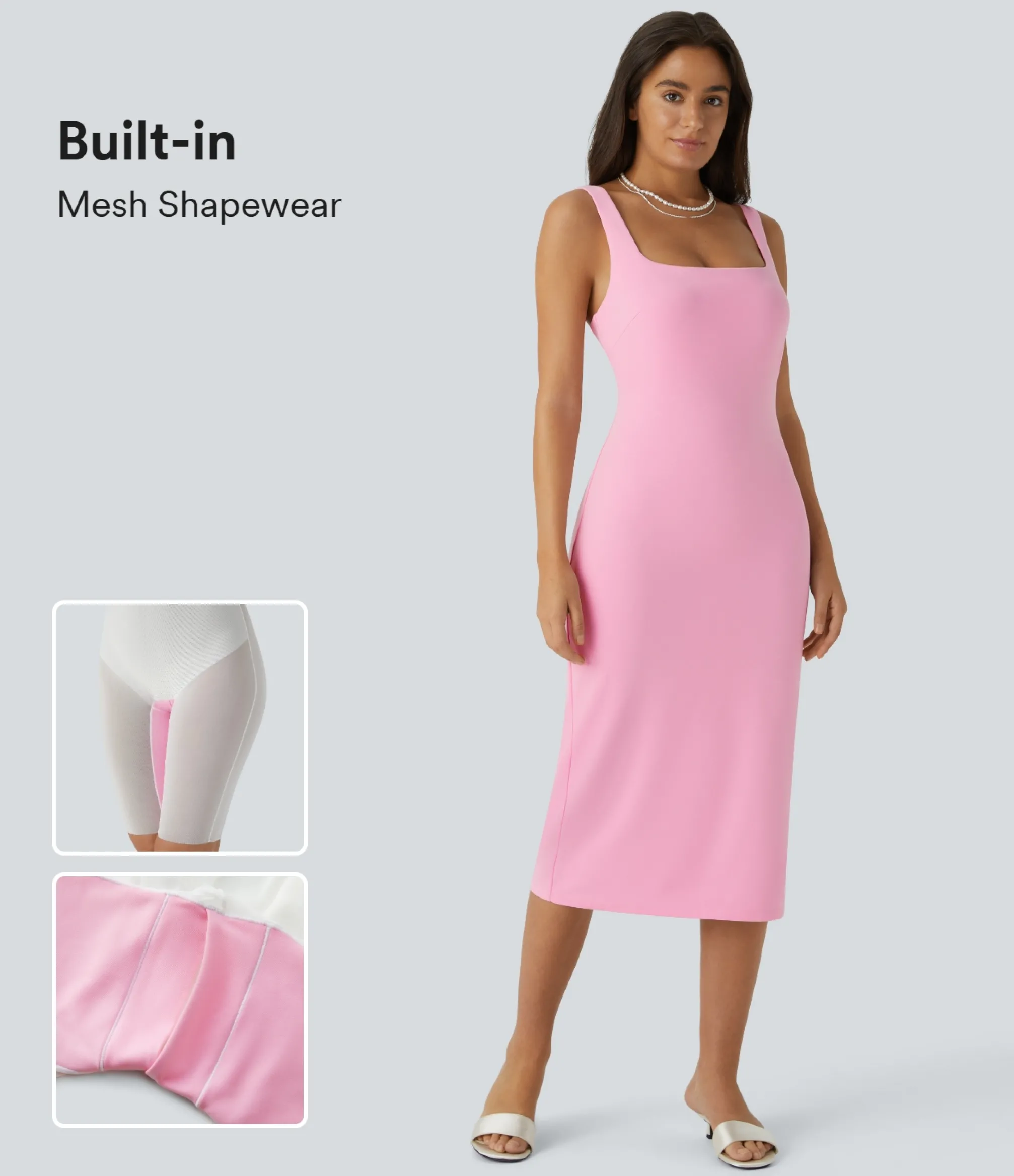 Dresses|Party Dresses<HALARA Bodycon Built-in Mesh Shapewear Midi Tank Dress