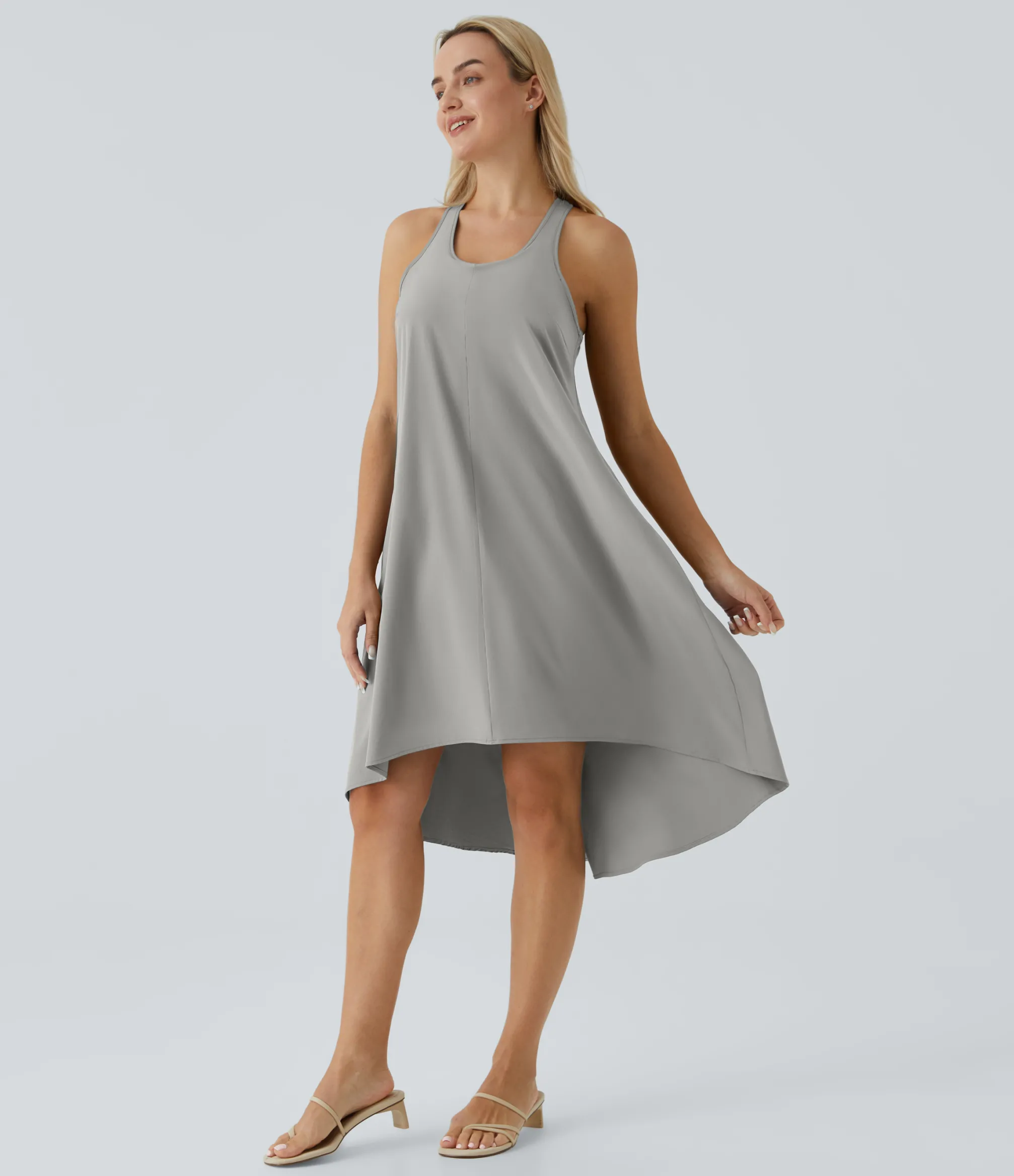 Flowy Dresses|Maxi & Midi Dresses<HALARA Breezeful™ Backless Racerback Side Pocket High Low Flowy Midi Quick Dry Casual Dress