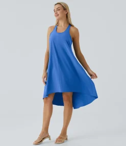 Flowy Dresses|Maxi & Midi Dresses<HALARA Breezeful™ Backless Racerback Side Pocket High Low Flowy Midi Quick Dry Casual Dress