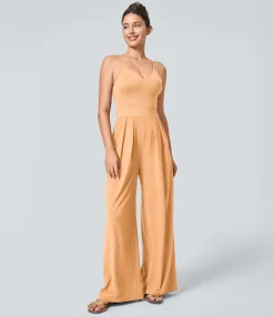 Jumpsuits<HALARA Breezeful™ Backless Side Invisible Zipper Pocket Wide Leg Quick Dry Resort Slip Jumpsuit