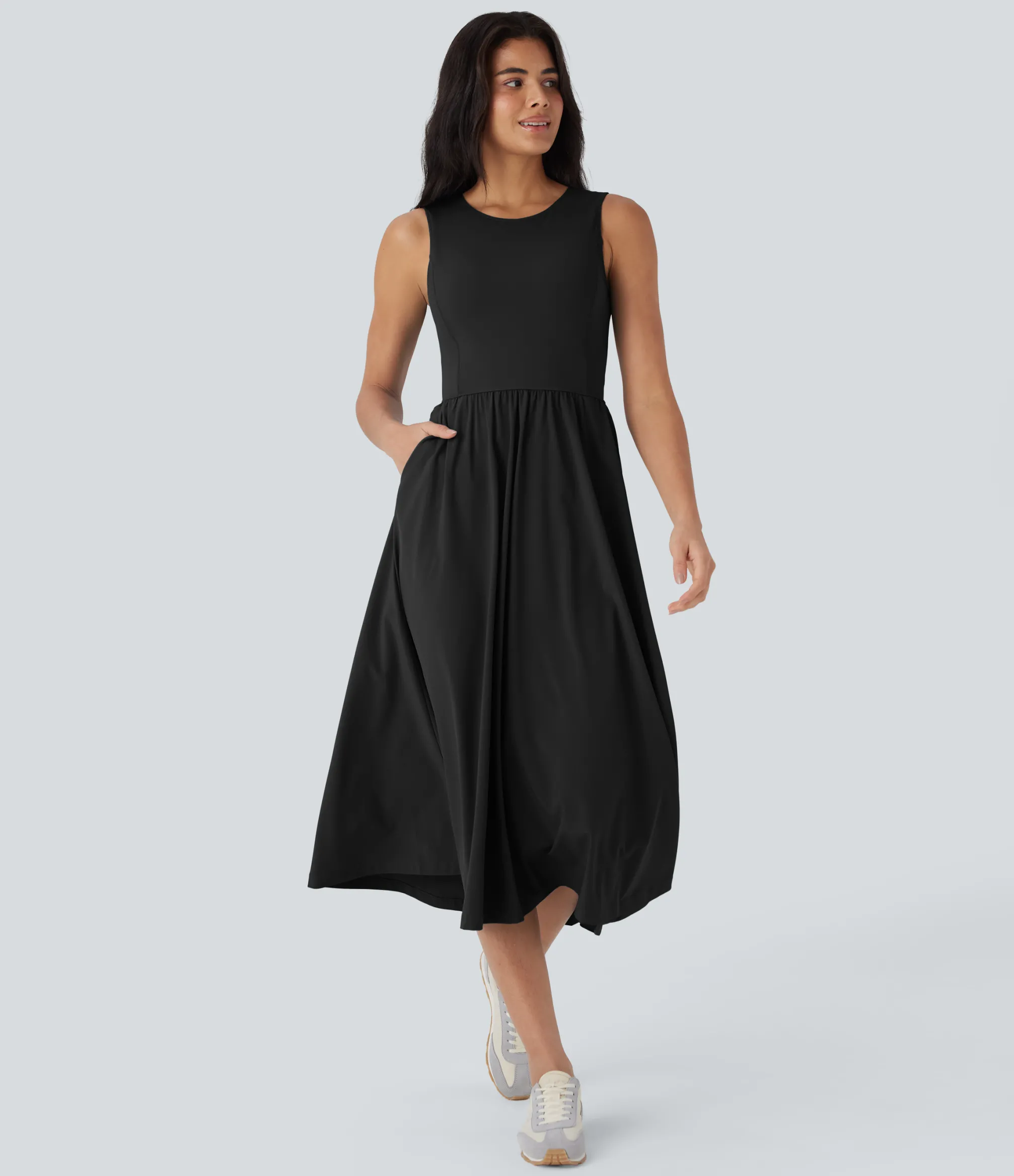 Flowy Dresses|Active Dresses<HALARA Breezeful™ Cut Out Sleeveless Midi Flowy Quick Dry Camping Active Dress with Pockets