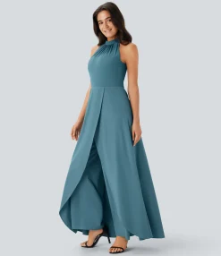 Jumpsuits<HALARA Breezeful™ Halter Keyhole Pocket Wide Leg Flowy Quick Dry Casual Jumpsuit