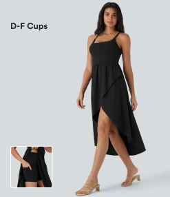 Flowy Dresses|Maxi & Midi Dresses<HALARA Breezeful™ High Low 2-Piece Flowy Midi Quick Dry Casual Dress with Pocket-D/DD/DDD/F Cups