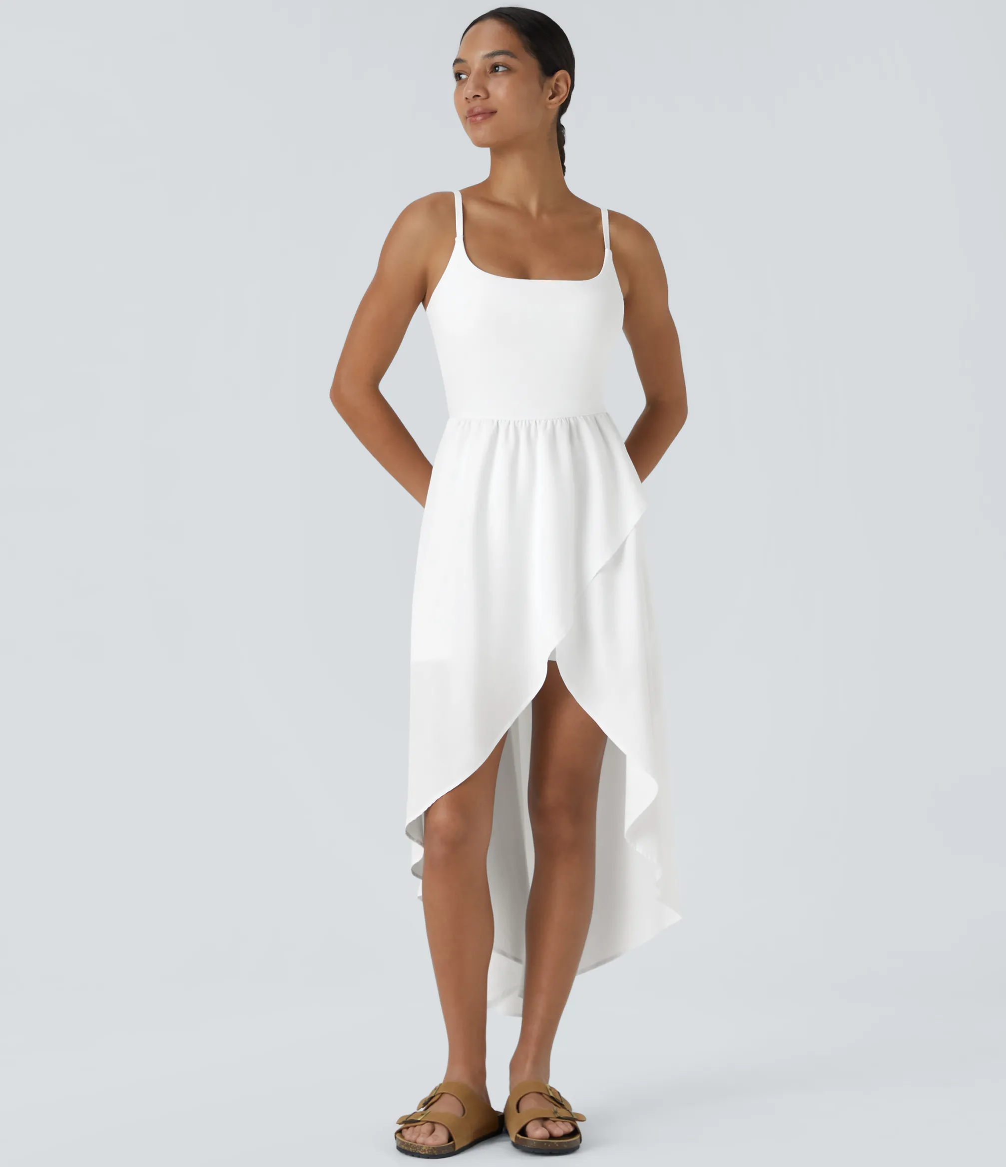 Flowy Dresses|Maxi & Midi Dresses<HALARA Breezeful™ High Low 2-Piece Pocket Flowy Midi Quick Dry Casual Dress