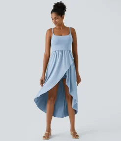 Flowy Dresses|Maxi & Midi Dresses<HALARA Breezeful™ High Low 2-Piece Pocket Flowy Midi Quick Dry Casual Dress