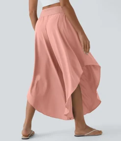 Flowy Pants|High-Waisted Pants<HALARA Breezeful™ High Waisted Back Waistband Pocket Palazzo Flowy Ruffle Wide Leg Quick Dry Dance Pants