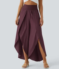 Flowy Pants|High-Waisted Pants<HALARA Breezeful™ High Waisted Back Waistband Pocket Palazzo Flowy Wide Leg Quick Dry Casual Pants