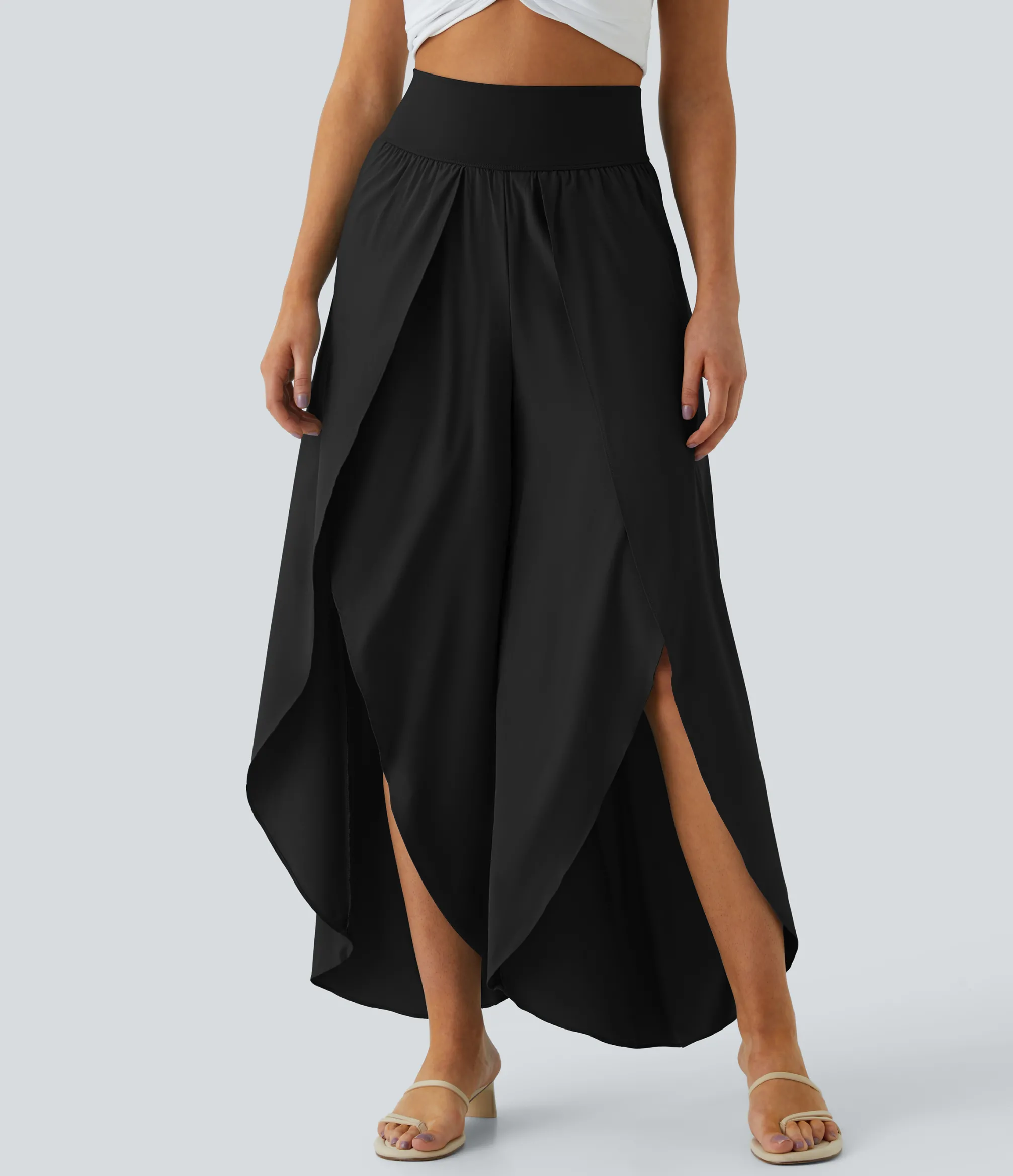 Flowy Pants|High-Waisted Pants<HALARA Breezeful™ High Waisted Back Waistband Pocket Palazzo Flowy Wide Leg Quick Dry Casual Pants
