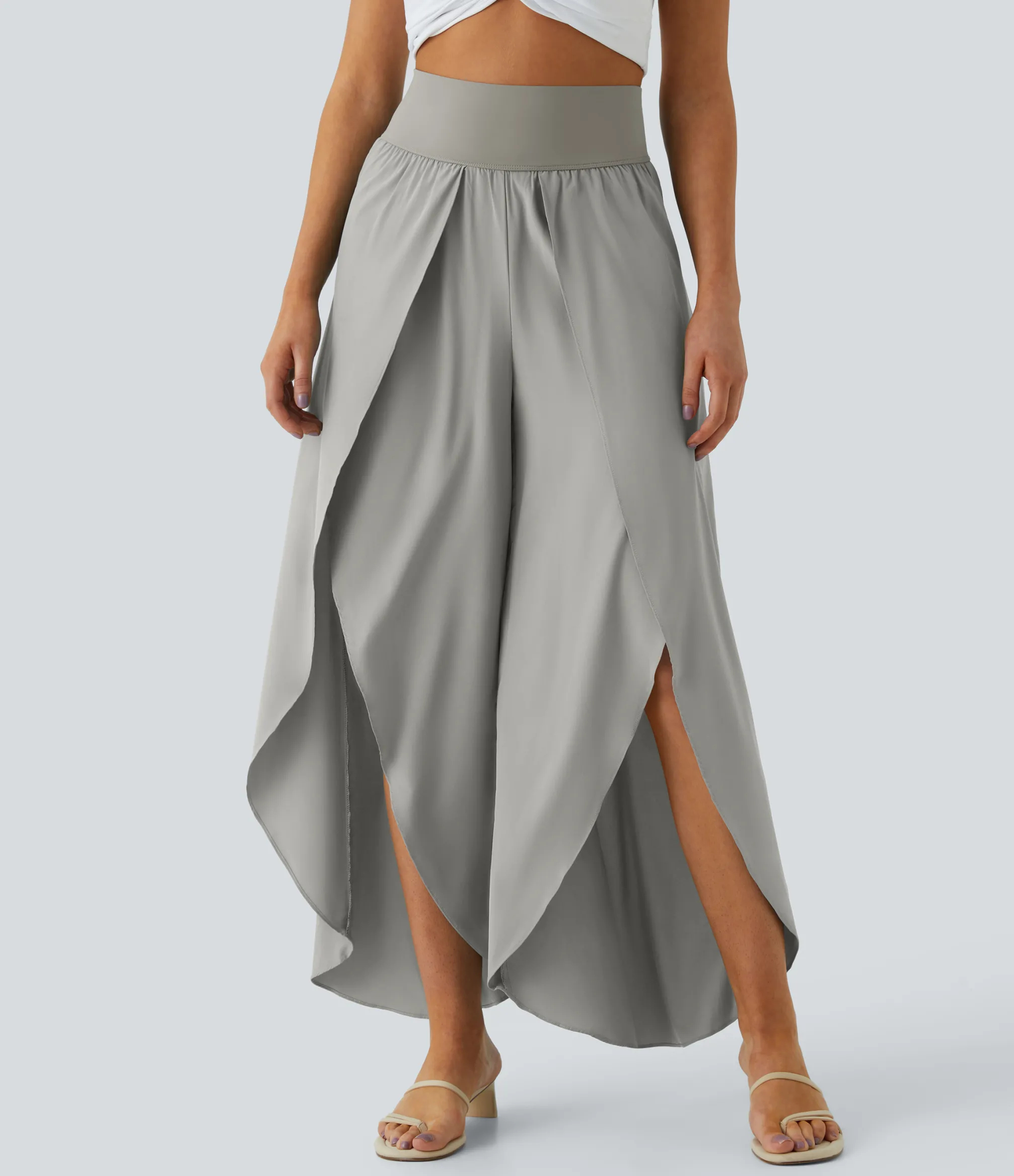 Flowy Pants|High-Waisted Pants<HALARA Breezeful™ High Waisted Back Waistband Pocket Palazzo Flowy Wide Leg Quick Dry Casual Pants