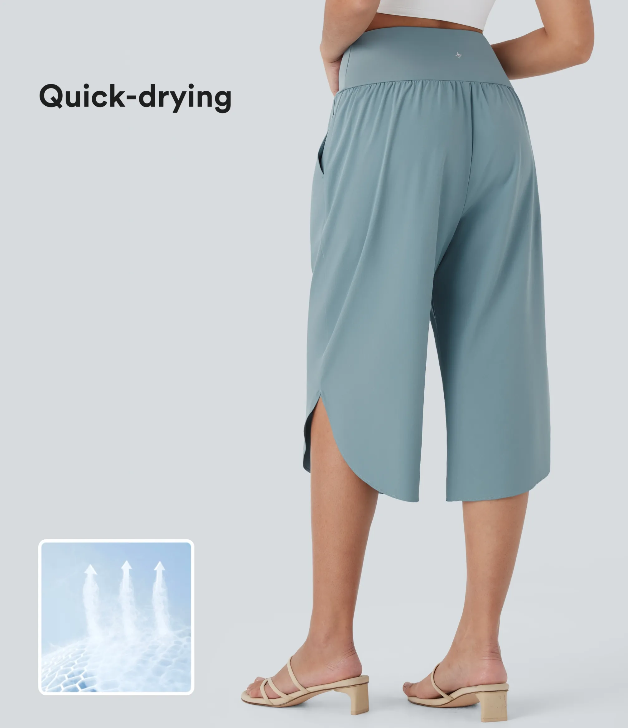 Flowy Pants|High-Waisted Pants<HALARA Breezeful™ High Waisted Crossover Pocket Quick Dry Capri Pants
