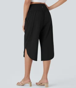 Flowy Pants|High-Waisted Pants<HALARA Breezeful™ High Waisted Crossover Pocket Quick Dry Capri Pants