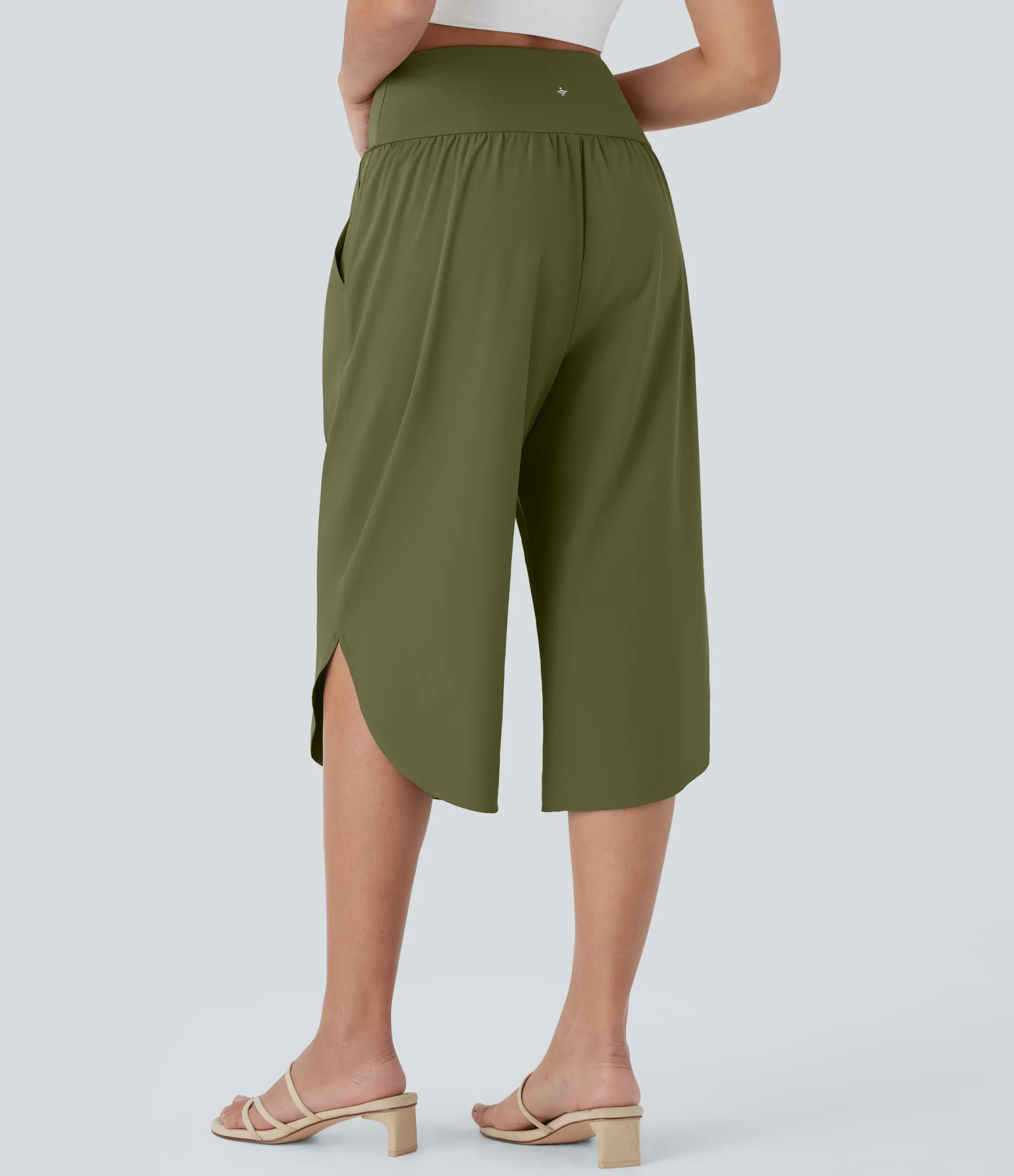 Flowy Pants|High-Waisted Pants<HALARA Breezeful™ High Waisted Crossover Pocket Quick Dry Capri Pants