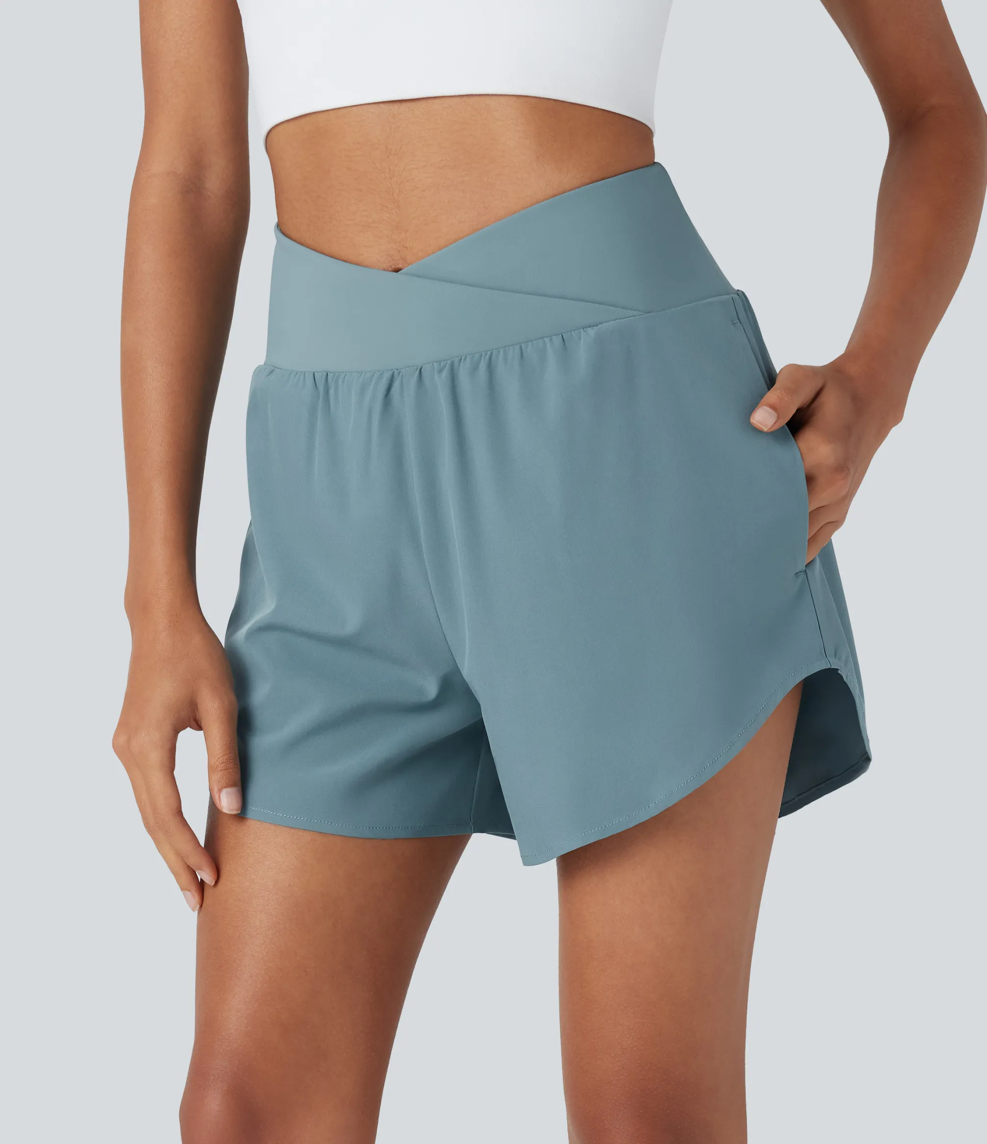 Crossover Shorts|Active Shorts<HALARA Breezeful™ High Waisted Crossover 2-in-1 Quick Dry Yoga Shorts with Pockets