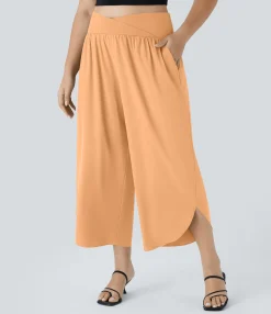 Flowy Pants|Plus Size<HALARA Breezeful™ High Waisted Crossover Pocket Quick Dry Plus Size Pants