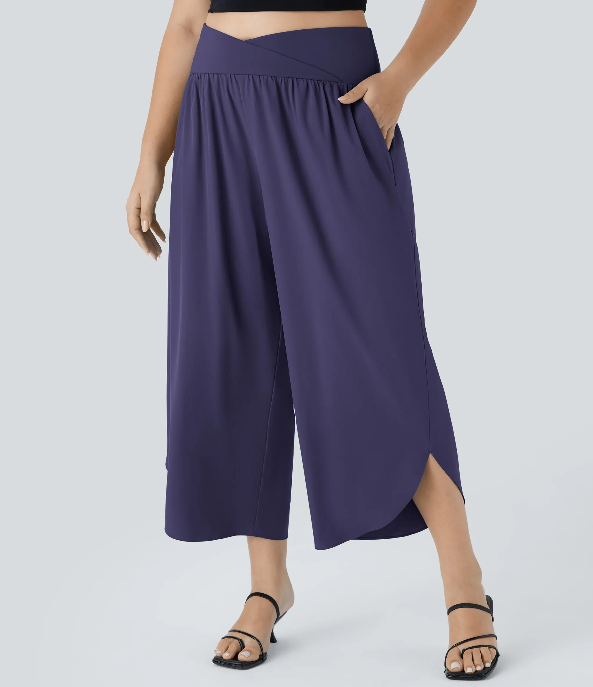 Flowy Pants|Plus Size<HALARA Breezeful™ High Waisted Crossover Pocket Quick Dry Plus Size Pants