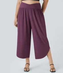 Flowy Pants|Plus Size<HALARA Breezeful™ High Waisted Crossover Pocket Quick Dry Plus Size Pants