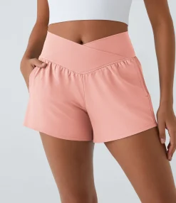 Crossover Shorts|Active Shorts<HALARA Breezeful™ High Waisted Crossover Pocket 2-in-1 Quick Dry Yoga Shorts 4"