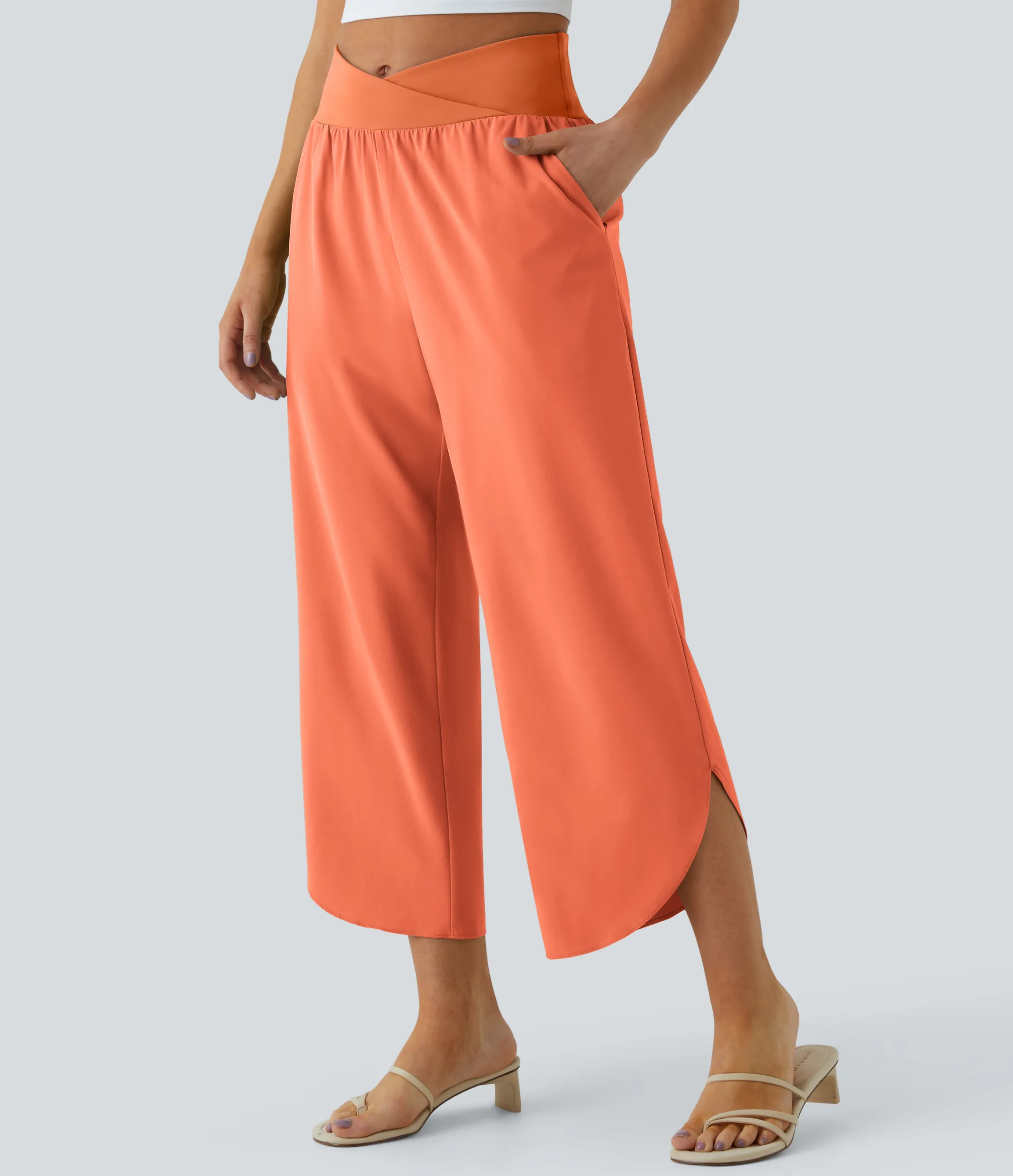 Flowy Pants|High-Waisted Pants<HALARA Breezeful™ High Waisted Crossover Pocket Quick Dry Pants