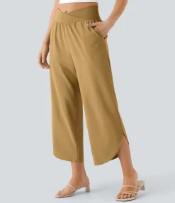 Flowy Pants|High-Waisted Pants<HALARA Breezeful™ High Waisted Crossover Pocket Quick Dry Pants