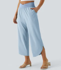 Flowy Pants|High-Waisted Pants<HALARA Breezeful™ High Waisted Crossover Pocket Quick Dry Pants