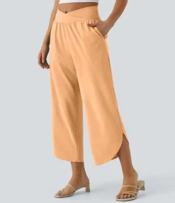 Flowy Pants|High-Waisted Pants<HALARA Breezeful™ High Waisted Crossover Pocket Quick Dry Pants
