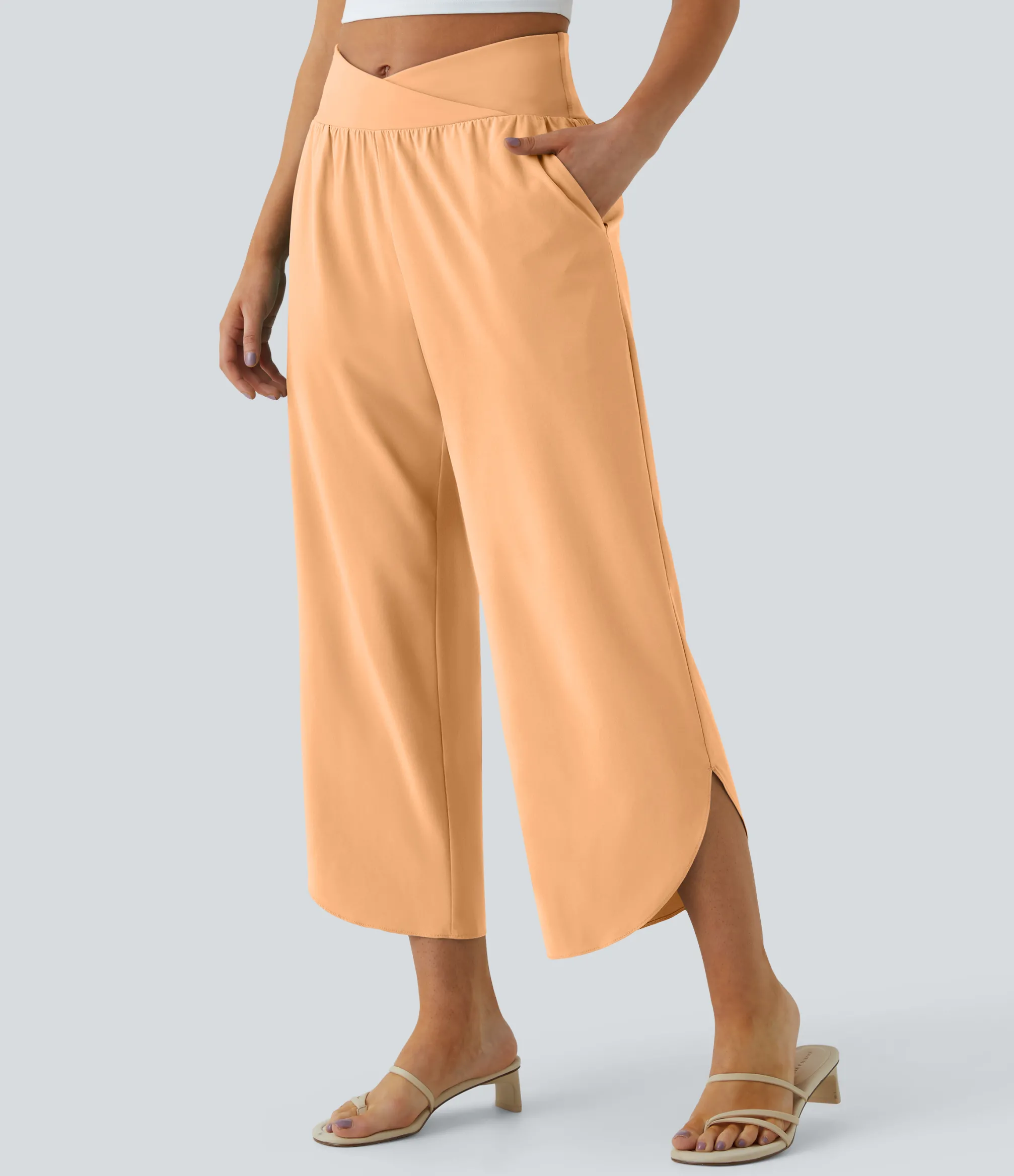 Flowy Pants|High-Waisted Pants<HALARA Breezeful™ High Waisted Crossover Pocket Quick Dry Pants