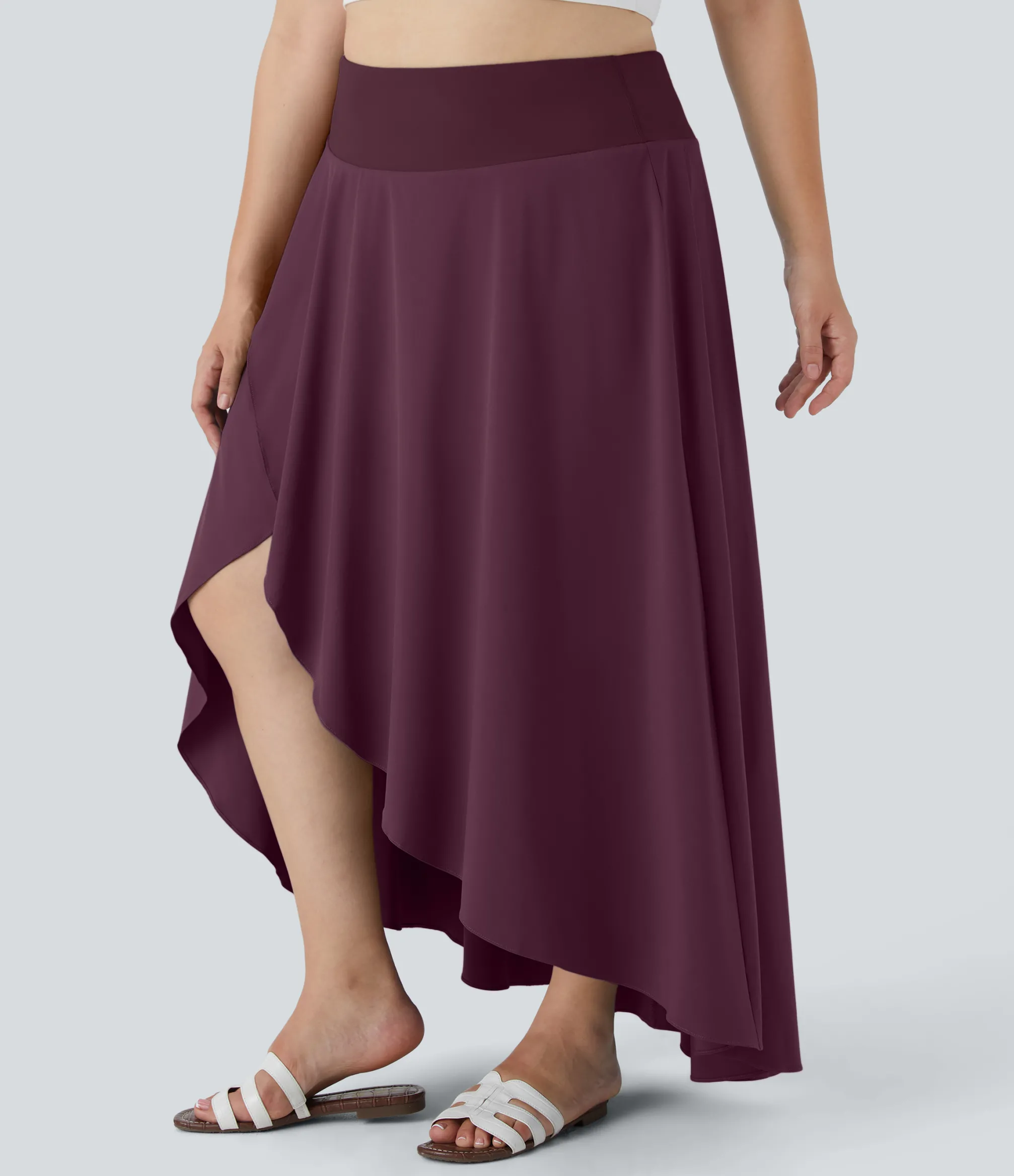 Maxi & Midi Skirts|Flowy Skirts<HALARA Breezeful™ High Waisted High Low Ruffle 2-in-1 Flowy Midi Quick Dry Casual Plus Size Skirt