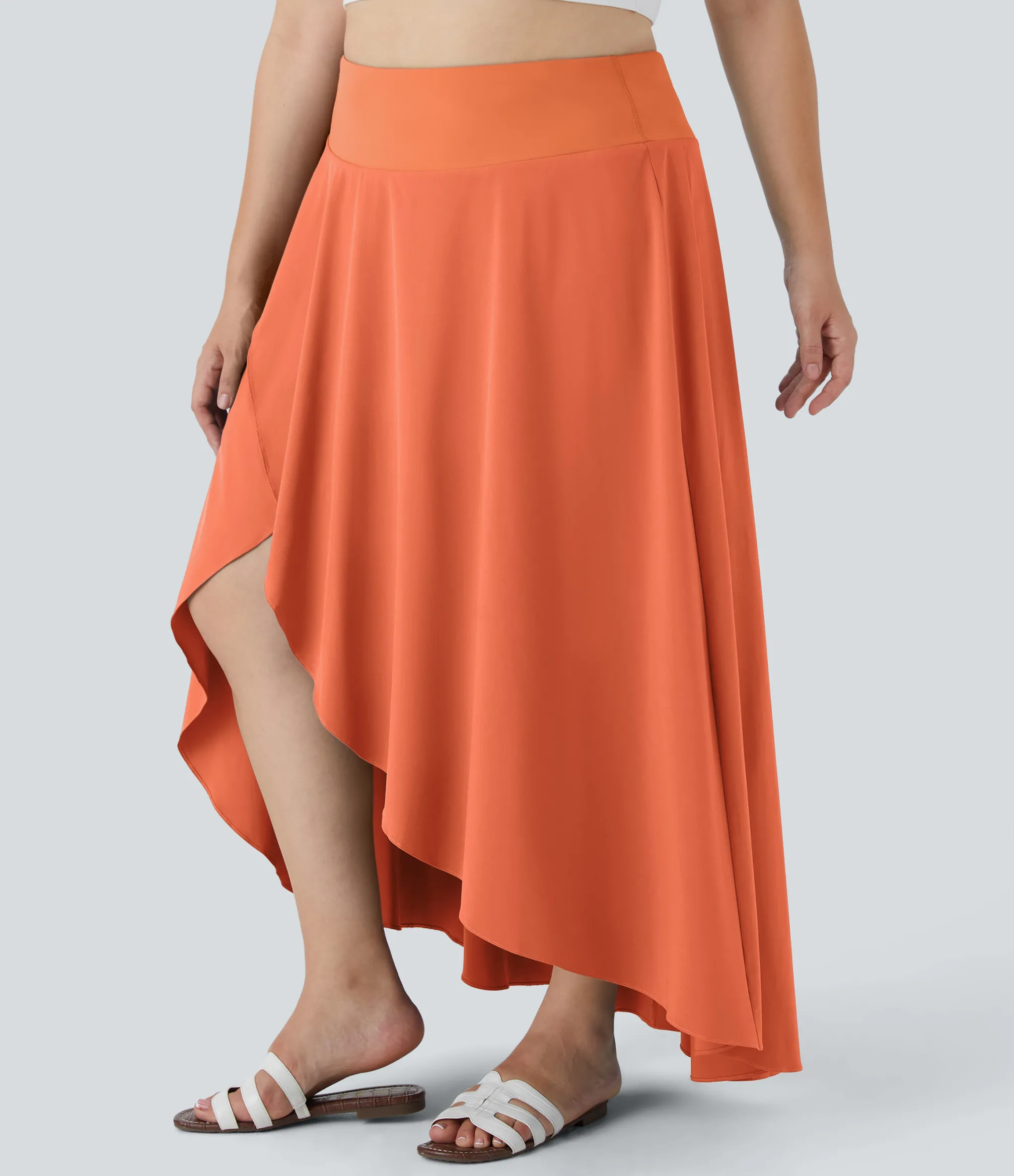 Maxi & Midi Skirts|Flowy Skirts<HALARA Breezeful™ High Waisted High Low Ruffle 2-in-1 Flowy Midi Quick Dry Casual Plus Size Skirt