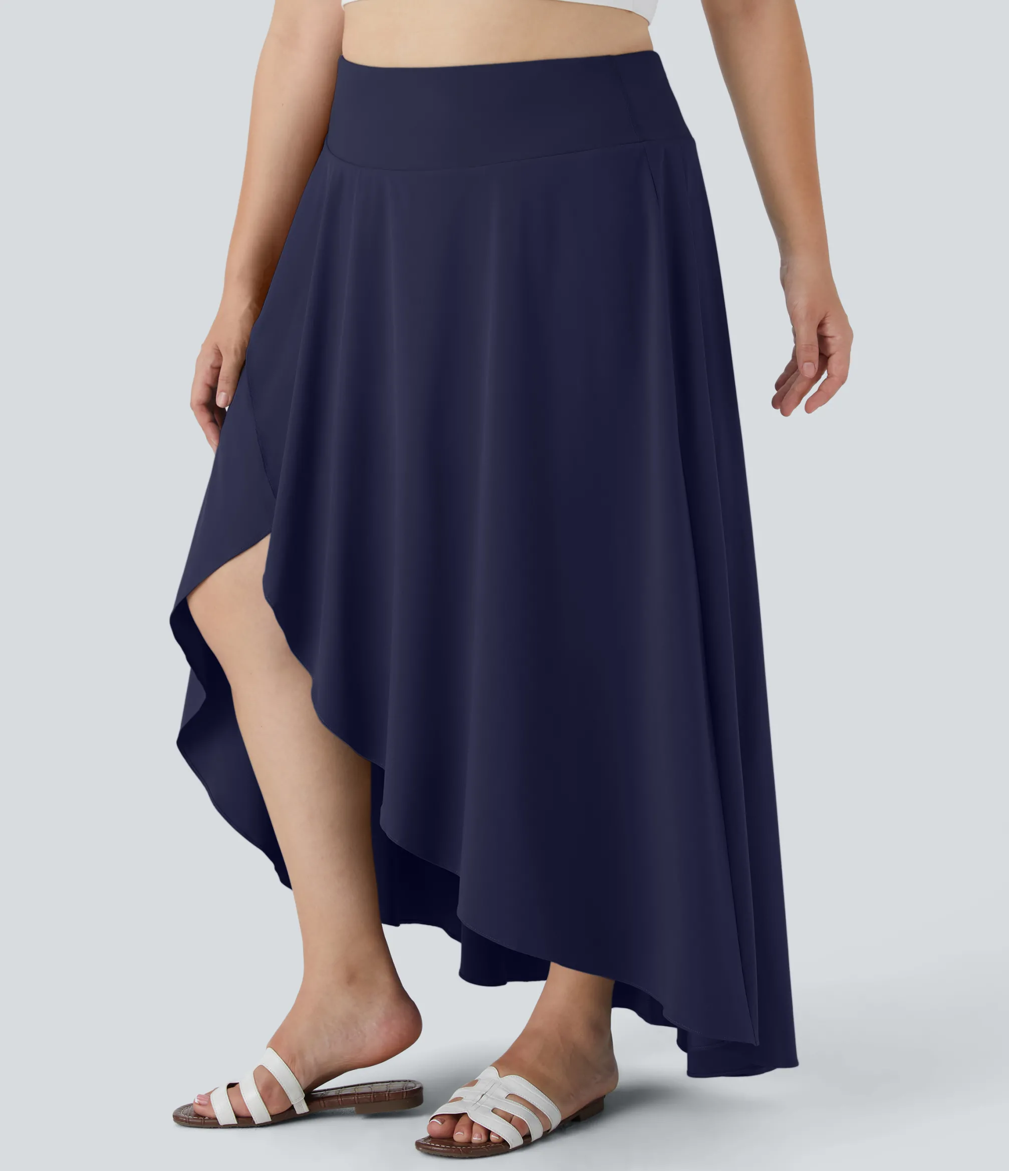 Maxi & Midi Skirts|Flowy Skirts<HALARA Breezeful™ High Waisted High Low Ruffle 2-in-1 Flowy Midi Quick Dry Casual Plus Size Skirt