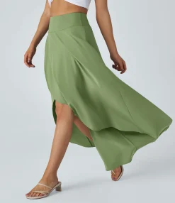 Maxi & Midi Skirts|Flowy Skirts<HALARA Breezeful™ High Waisted High Low Ruffle 2-in-1 Flowy Quick Dry Casual Regular Maxi Skirt