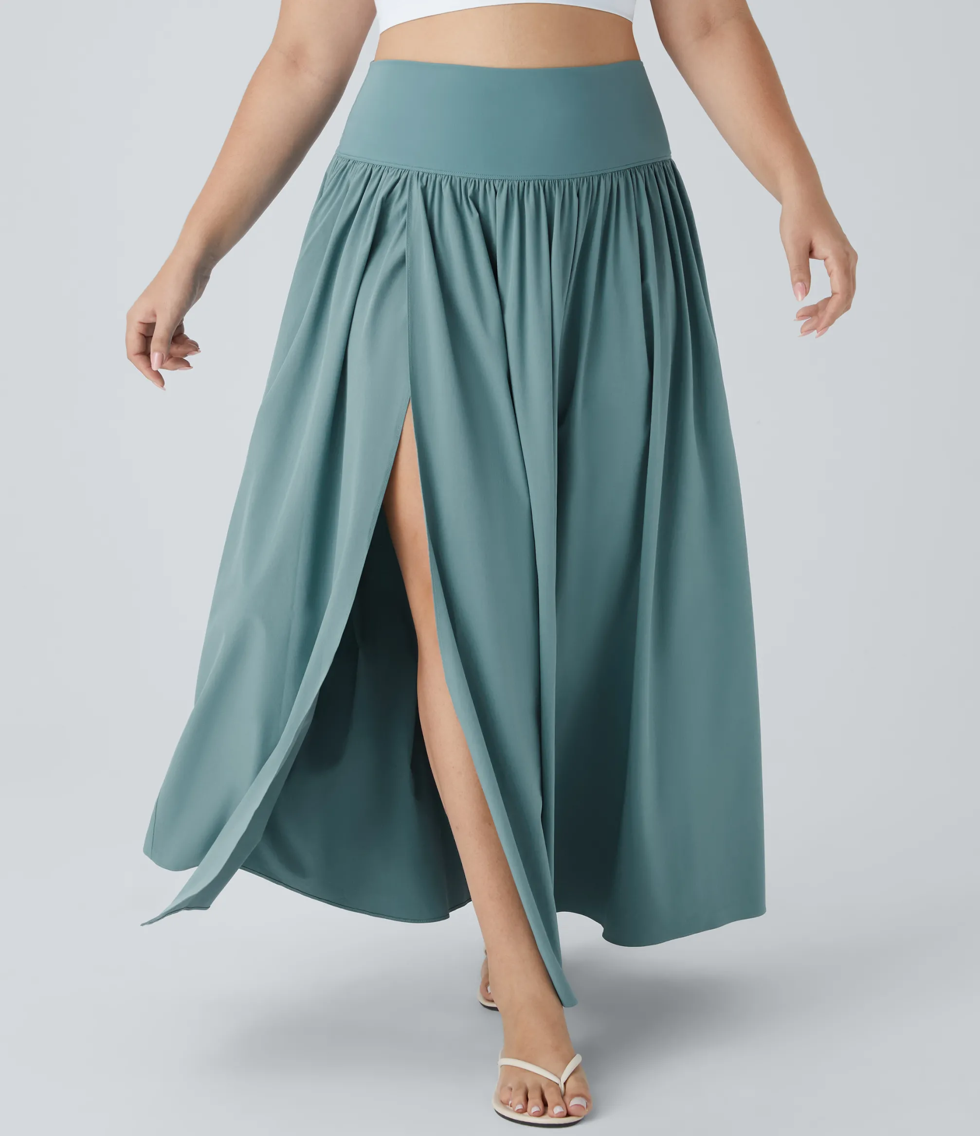 Flowy Skirts|Plus Size<HALARA Breezeful™ High Waisted 2-in-1 Flowy Quick Dry Maxi Casual Plus Size Skirt