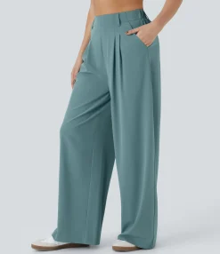 Flowy Pants|High-Waisted Pants<HALARA Breezeful™ High Waisted Pocket Wide Leg Flowy Solid Palazzo Quick Dry Casual Pants