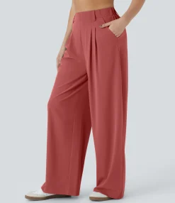 Flowy Pants|High-Waisted Pants<HALARA Breezeful™ High Waisted Pocket Wide Leg Flowy Solid Palazzo Quick Dry Casual Pants