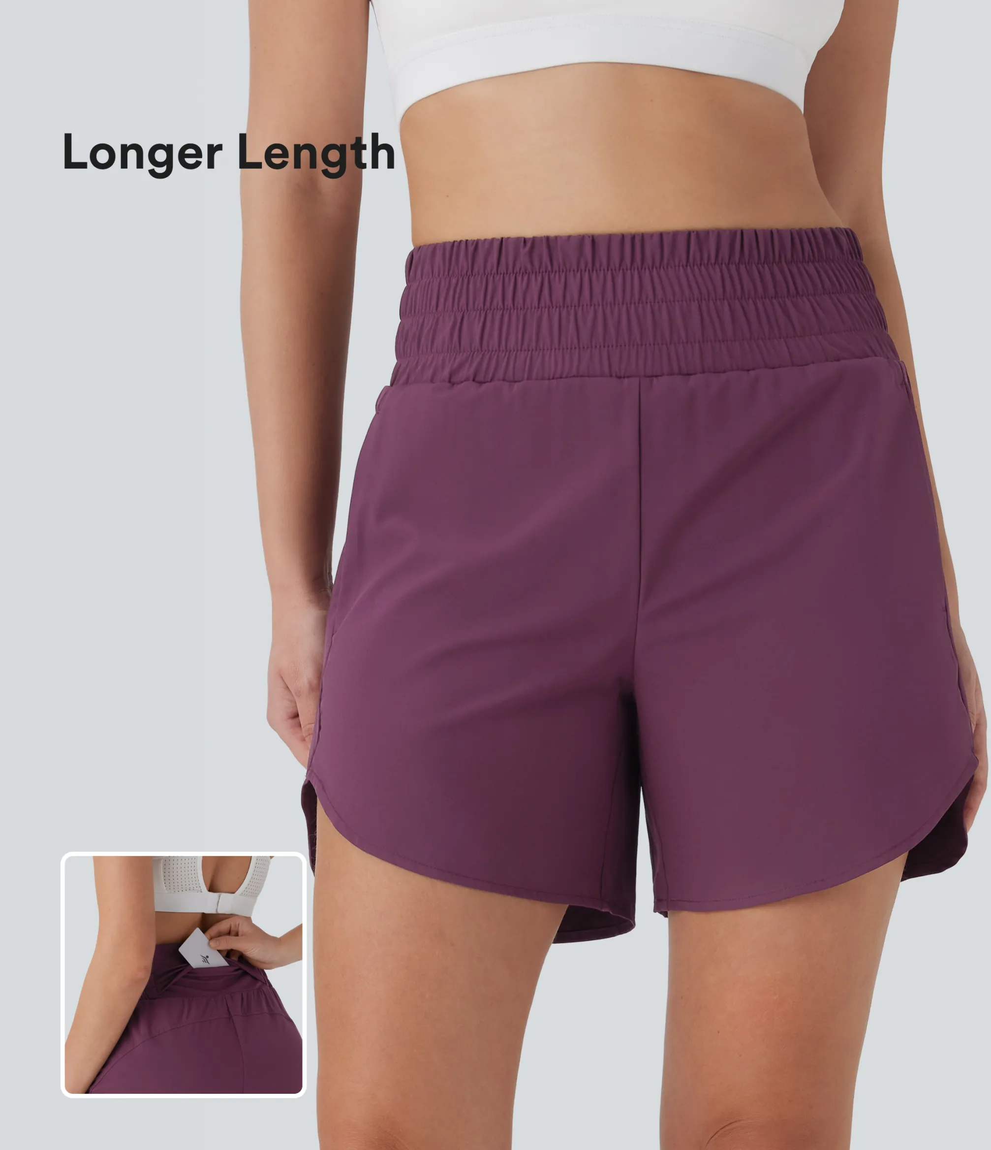 Active Shorts|Shorts<HALARA Breezeful™ High Waisted Pockets 2-in-1 Curved Hem Quick Dry Running Shorts 5.5''-Longer Length