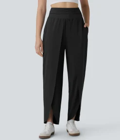 Flowy Pants|High-Waisted Pants<HALARA Breezeful™ High Waisted Ruched Pocket Tapered Tulip Hem Quick Dry Casual Pants