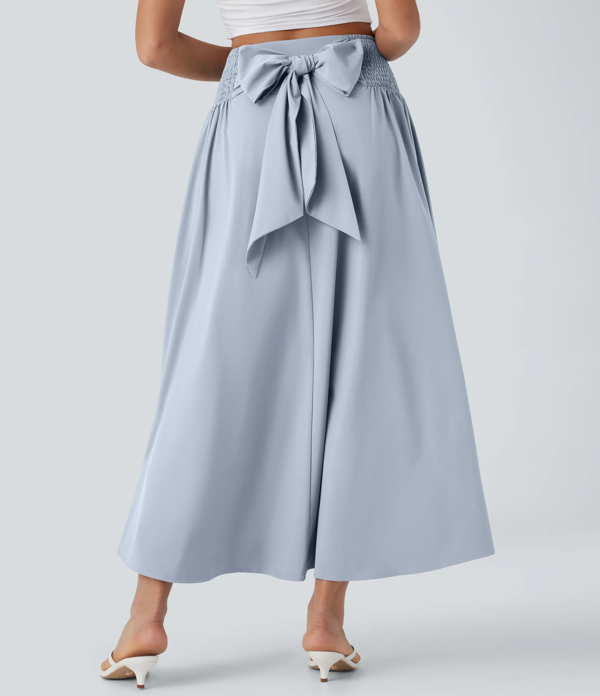 Flowy Skirts|Skirts<HALARA Breezeful™ High Waisted Shirred Tie Back Crossover 2-in-1 Flowy Quick Dry Casual Skirt with Pockets