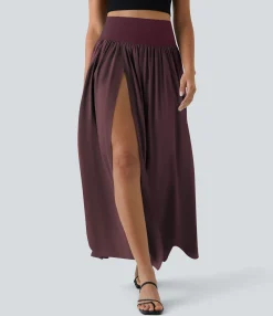 Maxi & Midi Skirts|Flowy Skirts<HALARA Breezeful™ High Waisted Split 2-in-1 Flowy Quick Dry Maxi Casual Skirt