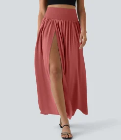 Maxi & Midi Skirts|Flowy Skirts<HALARA Breezeful™ High Waisted Split 2-in-1 Flowy Quick Dry Maxi Casual Skirt