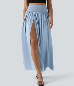 Maxi & Midi Skirts|Flowy Skirts<HALARA Breezeful™ High Waisted Split 2-in-1 Flowy Quick Dry Maxi Casual Skirt
