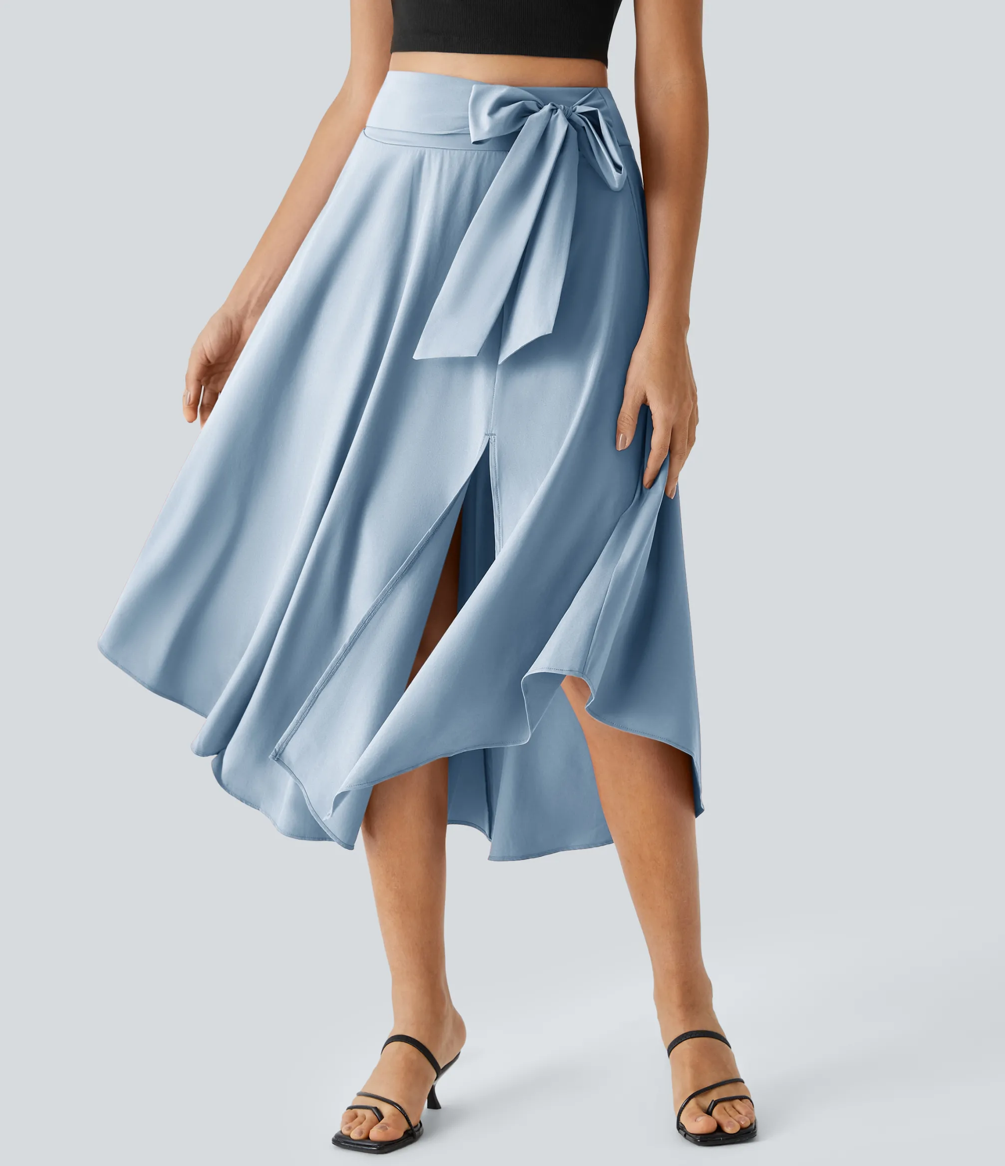 Maxi & Midi Skirts|Flowy Skirts<HALARA Breezeful™ High Waisted Tie Side 2-in-1 Curved Hem Flowy Quick Dry Midi Casual Skirt