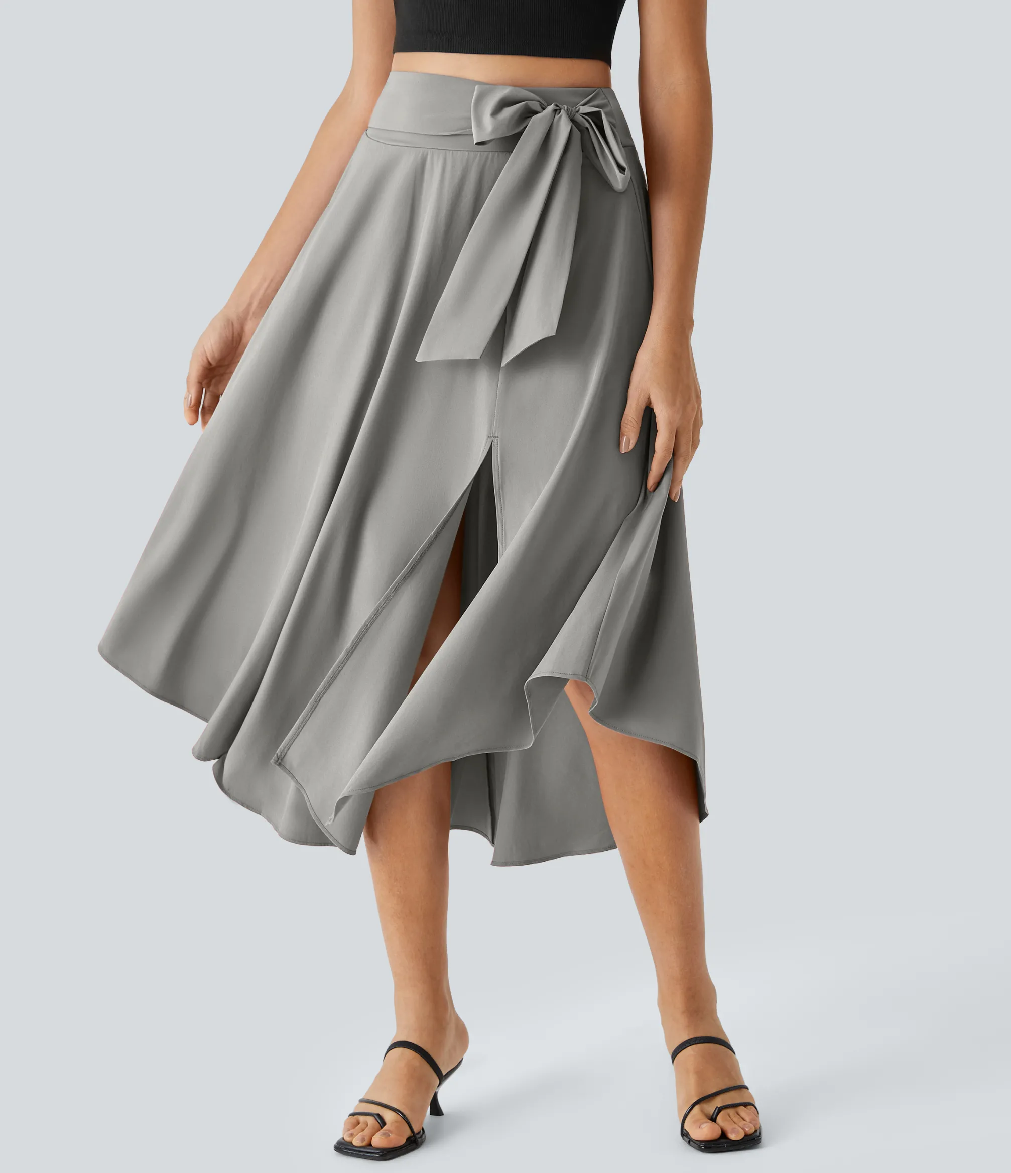 Maxi & Midi Skirts|Flowy Skirts<HALARA Breezeful™ High Waisted Tie Side 2-in-1 Curved Hem Flowy Quick Dry Midi Casual Skirt