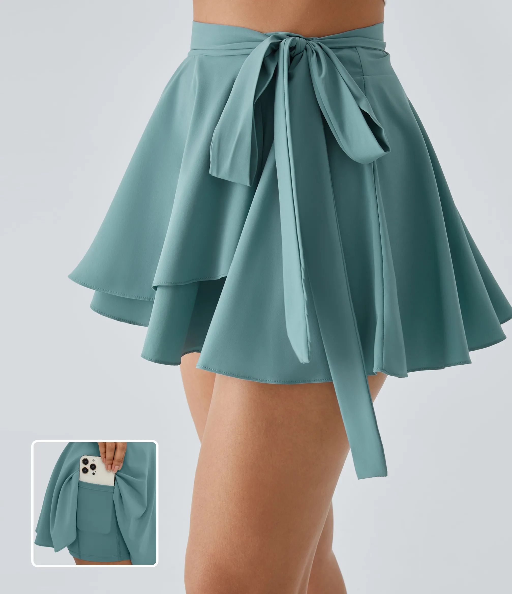 Mini Skirts|Flowy Skirts<HALARA Breezeful™ High Waisted Tie Side 2-in-1 Pocket Flowy Micro Mini Flare Quick Dry Casual Skirt