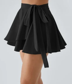 Mini Skirts|Flowy Skirts<HALARA Breezeful™ High Waisted Tie Side 2-in-1 Pocket Flowy Micro Mini Flare Quick Dry Casual Skirt