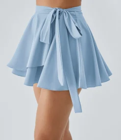 Mini Skirts|Flowy Skirts<HALARA Breezeful™ High Waisted Tie Side 2-in-1 Pocket Flowy Micro Mini Flare Quick Dry Casual Skirt